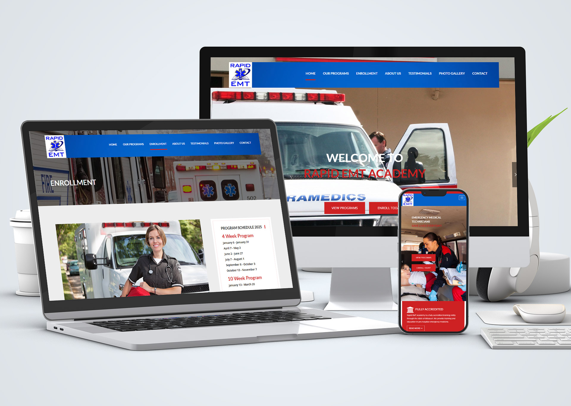 Three-device presentation of rapidemt.com