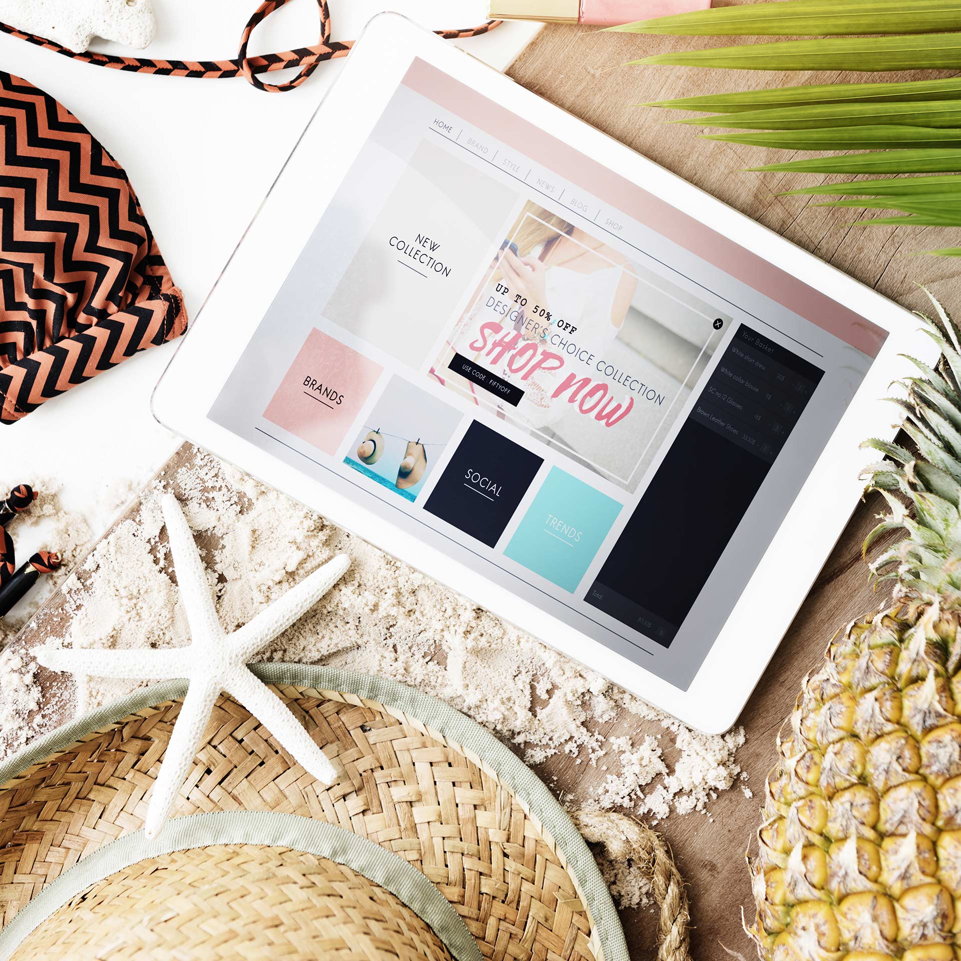 Tablet at beach