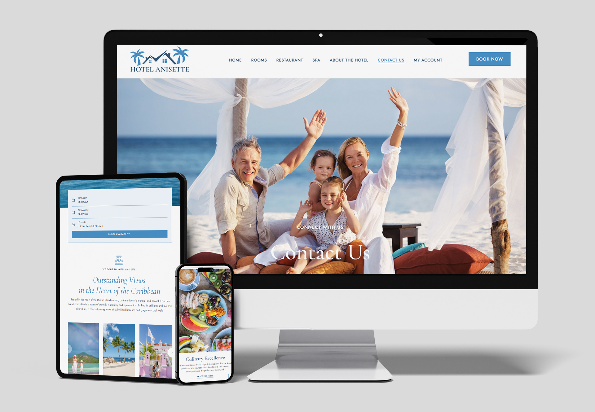 Website showcase presentation of Hotel Anisette