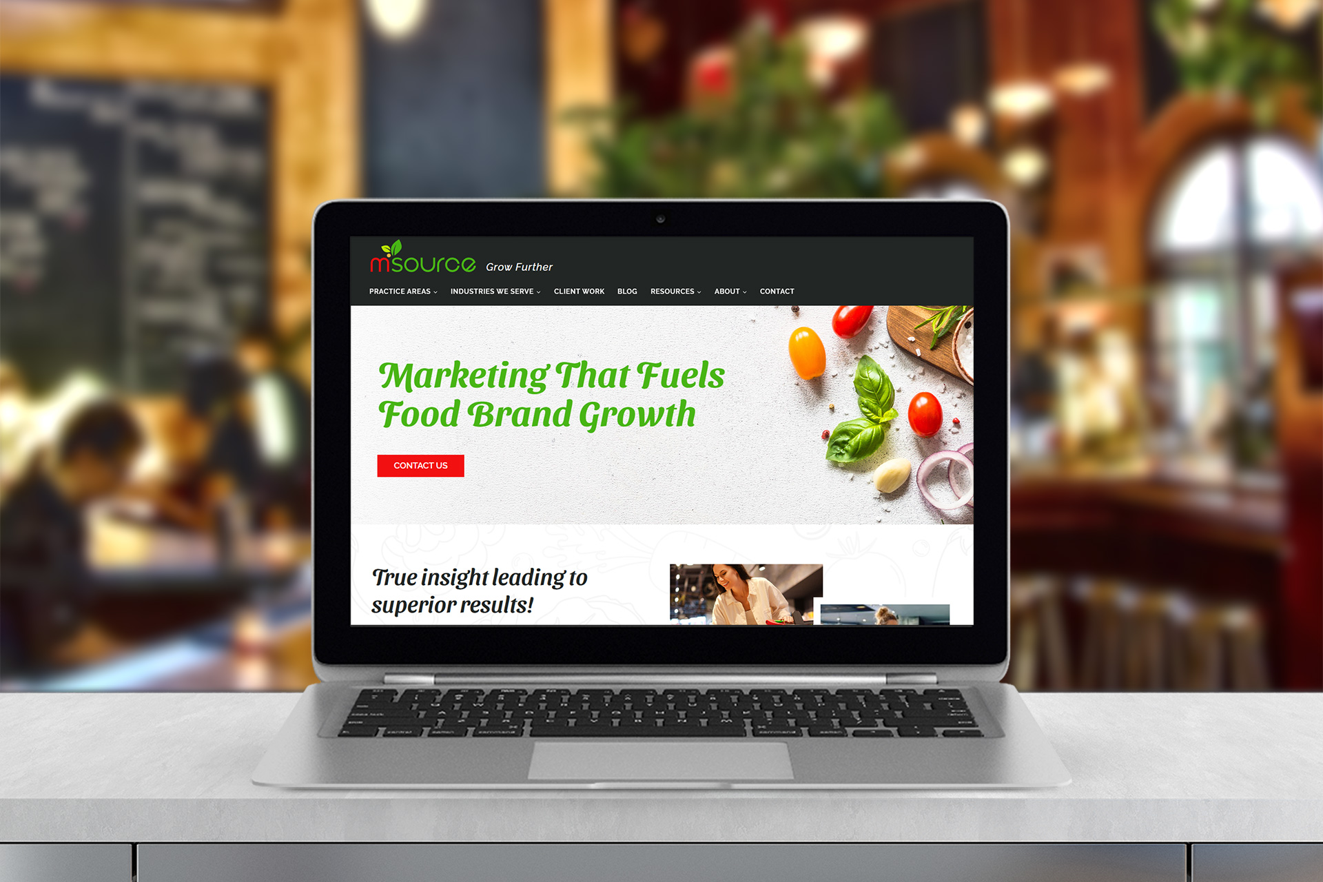 MacBook view of MSource website