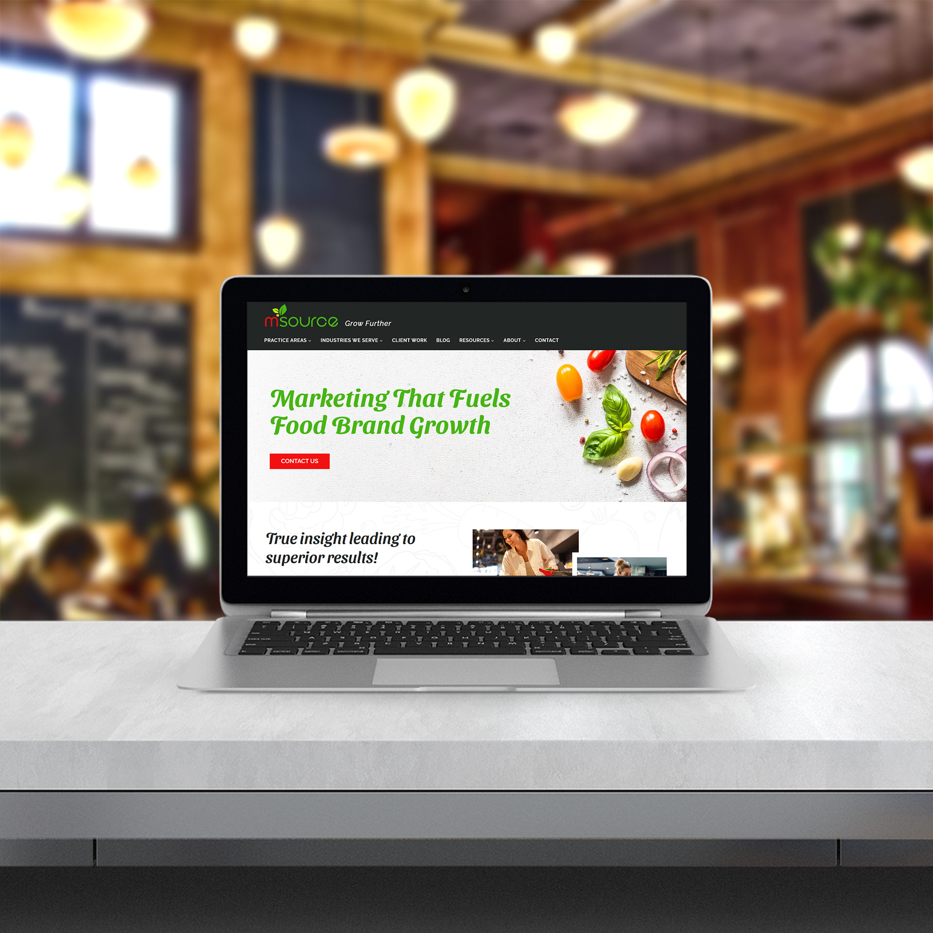 MSource homepage on MacBook