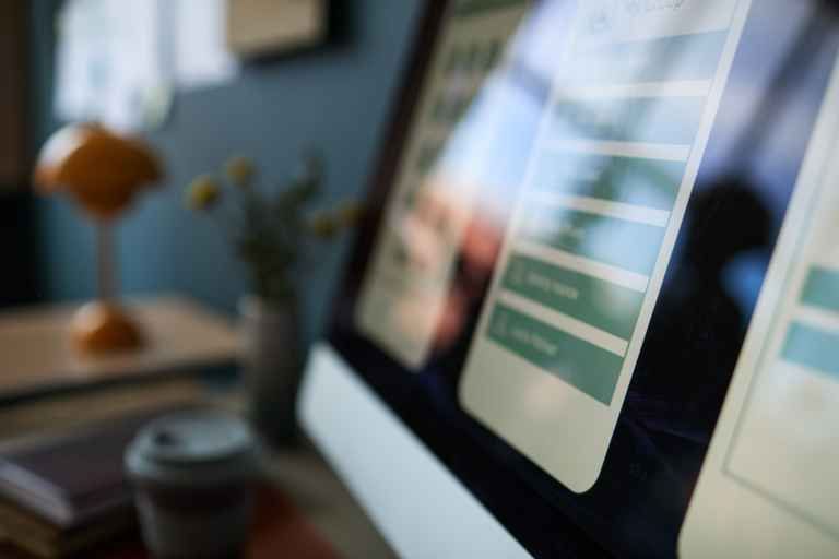 Closeup of website on computer monitor